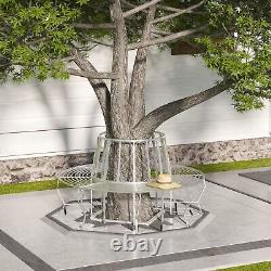 Outsunny 160cm Garden Round Tree Bench Outdoor Chair Metal Patio Circular Seat