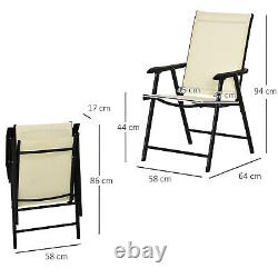 Outsunny 2-PCS Garden Armchairs Outdoor Patio Folding Modern Furniture Beige