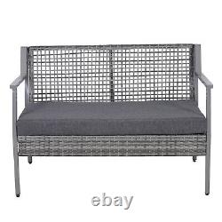 Outsunny 2 Seater Rattan Loveseat Bench Outdoor Patio Garden Furniture with