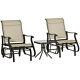 Outsunny 3pcs Outdoor Gliding Chairs With Table Set Patio Garden Furniture Khaki
