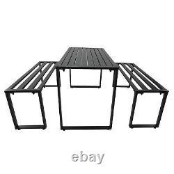 Outsunny 3Pcs Outdoor Dining Set Metal Beer Table Bench Patio Garden Yard