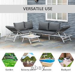 Outsunny 3 Pcs Garden Seating Set with Sofa Lounge Table Outdoor Patio Furniture