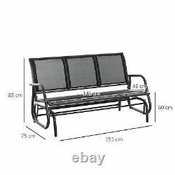 Outsunny 3-Seat Glider Rocking Chair for 3 People Garden Bench Patio Furniture