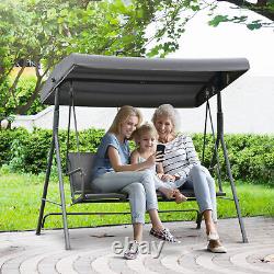 Outsunny 3 Seater Garden Swing Patio Hammock with Canopy for Outdoor Grey