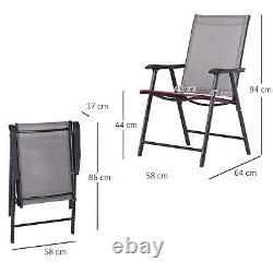 Outsunny 4-PCS Garden Armchairs Outdoor Patio Folding Modern Furniture, Grey