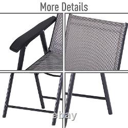Outsunny 4-PCS Garden Armchairs Outdoor Patio Folding Modern Furniture, Grey