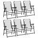 Outsunny 6pcs Outdoor Patio Folding Chairs, Portable Garden Loungers Cream White
