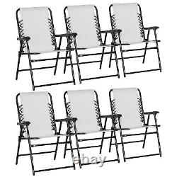 Outsunny 6Pcs Outdoor Patio Folding Chairs, Portable Garden Loungers Cream White