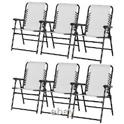 Outsunny 6Pcs Outdoor Patio Folding Chairs, Portable Garden Loungers Cream White