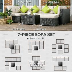 Outsunny 8 Pieces Patio Rattan Sofa Set Garden Furniture Set for Outdoor Brown