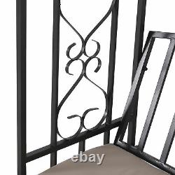 Outsunny Garden Arbor Arch Metal Bench Padded Seat Outdoor Decoration Patio