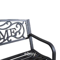 Outsunny Garden Bench Double Seat Park Steel Chair Garden Outdoor Metal Patio