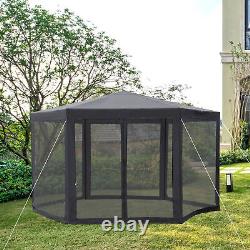 Outsunny Garden Hexagonal Gazebo Outdoor Canopy Patio Party Tent Grey