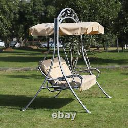 Outsunny Garden Metal 3 Seater Swing Chair Heavy Duty Patio Hammock Bench Canopy