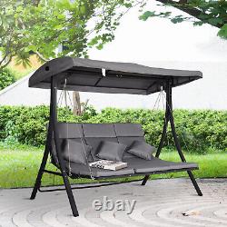 Outsunny Outdoor 3-person Porch Swing Chair Chaise Lounge Patio Garden