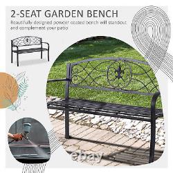 Outsunny Outdoor Patio Garden Bench Scroll Park Furniture Porch Chair Metal
