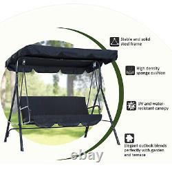 Outsunny Patio Metal Swing Chair Outdoor Hammock 3 Seater Canopy Garden Bench