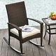 Outsunny Patio Rattan Rocking Chair Bistro Seat Wicker Outdoor Garden With Cushion