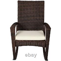 Outsunny Patio Rattan Rocking Chair Bistro Seat Wicker Outdoor Garden with Cushion