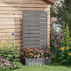 Outsunny Raised Garden Bed with Trellis Standing Patio Planter Box Dark Grey
