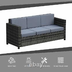 Outsunny Rattan Wicker 3-seater Sofa Chair Outdoor Patio Furniture with Cushions