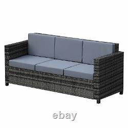 Outsunny Rattan Wicker 3-seater Sofa Chair Outdoor Patio Furniture with Cushions