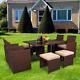 Outvit Rattan Garden Furniture Set Chairs Sofa Table Outdoor Patio Wicker 8 Seat