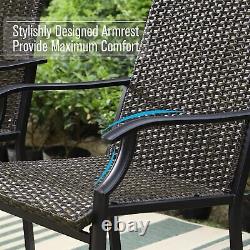 PHI VILLA Garden Outdoor 2pc Patio Dining Rattan Wicker Chairs Weather Resistant