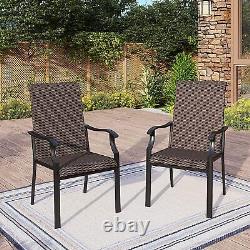 PHI VILLA Garden Outdoor 2pc Patio Dining Rattan Wicker Chairs Weather Resistant