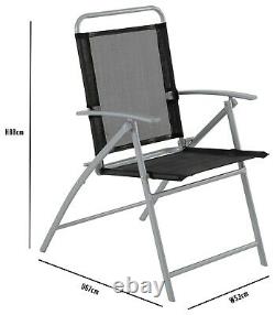 Pacific 6 Patio Garden Outdoor Chairs Black & Silver (6 CHAIRS TOTAL)