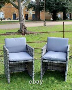 Pair of Rattan Garden Chairs Outdoor Garden Patio Chairs Light Grey