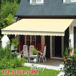 Patio Awning Manual Garden Canopy Sun Shade Retractable Shelter Outdoor Cream