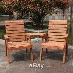Patio Chair Set Garden 2 Seater Solid Wood Bench Outdoor Twin Chair Furniture
