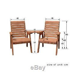 Patio Chair Set Garden 2 Seater Solid Wood Bench Outdoor Twin Chair Furniture