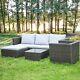 Patio Rattan Lounge Garden Furniture Set Chairs Table Outdoor + Pillow & Cushion