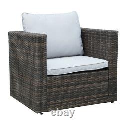 Patio Rattan Lounge Garden Furniture Set Chairs Table Outdoor + Pillow & Cushion
