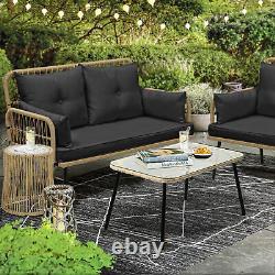 Patio Rattan Love Seat 2 Seater Outdoor Wicker Sofa Garden Furniture withCushion