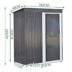 Pent Roof Garden Patio Metal Shed Tool Storage Shed Outdoor House Lockable 5x3ft
