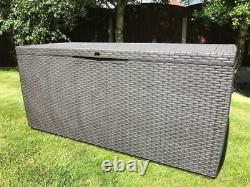 Plastic Garden Storage Box Waterproof Rattan Cushion Chest Deck Patio Outdoor