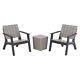 Plastic Slatted Garden Furniture Set 2 Armchairs +1 Ottoman Table Outdoor Patio