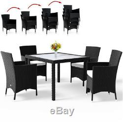 Poly Rattan Garden Furniture Set Outdoor Dining Table Chairs Conservatory Patio