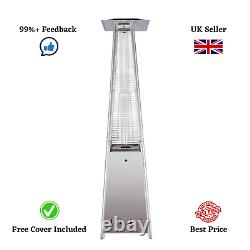 Pyramid Gas Patio Heater Stainless Steel 13kw Outdoor Garden With Wheels & Cover