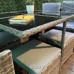 Rattan 8 Seater Garden Dining Furniture Cube Sofa Set Table Outdoor Patio Wicker