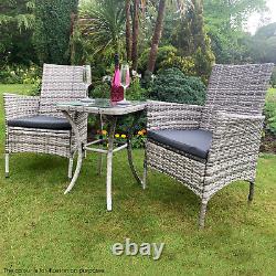 Rattan Bistro Set Garden Chair Table Patio Outdoor Cushion Conservatory 2 Seater