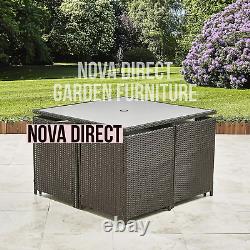 Rattan Brown Garden Dining Furniture Cube Set Sofa Chairs Table Outdoor Patio