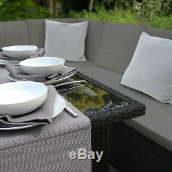 Rattan Corner Garden Furniture Outdoor Sofa Table Set Dining Patio Free Cover