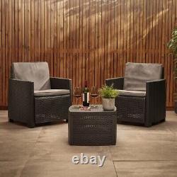 Rattan Effect Bistro Set Garden Outdoor Table Chair Patio Furniture Conservatory