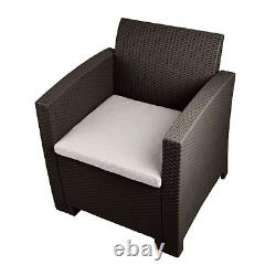 Rattan Effect Garden Armchair with Cushion Outdoor Furniture Patio Balcony Seat