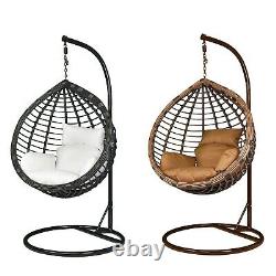 Rattan Effect Hanging Egg chair Swing Patio Garden Bedroom Cushion In or Outdoor