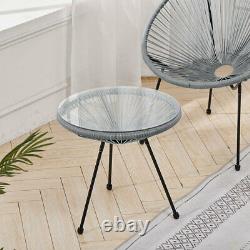 Rattan Egg Shape Garden Bistro Tea Table and 2 Chair Outdoor Patio Furniture Set